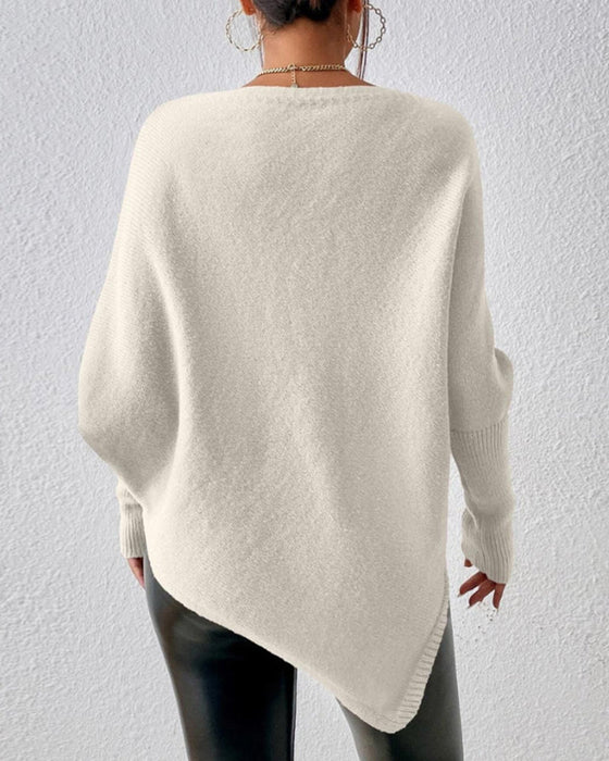 Ensfarvet off-shoulder sweater