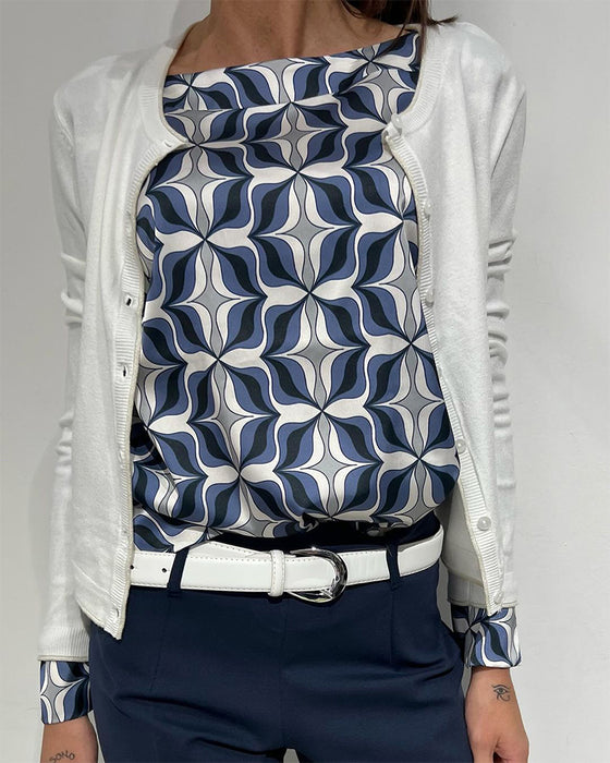 Langærmet top med print